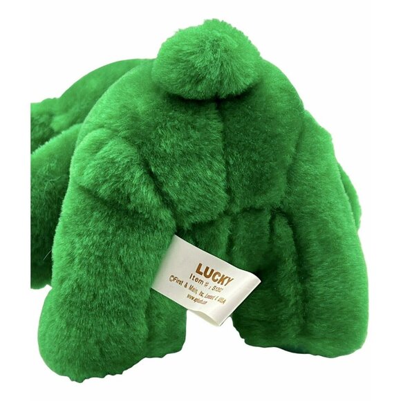 First Main Green Teddy Bear Plush 6 inc Lucky 3 Leaf Clover Bow Tie St Patrick - Picture 5 of 7